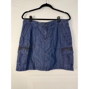 Sonoma Denim Cargo Skort Womens 10 Blue Excellent Embroidered Utility Mini